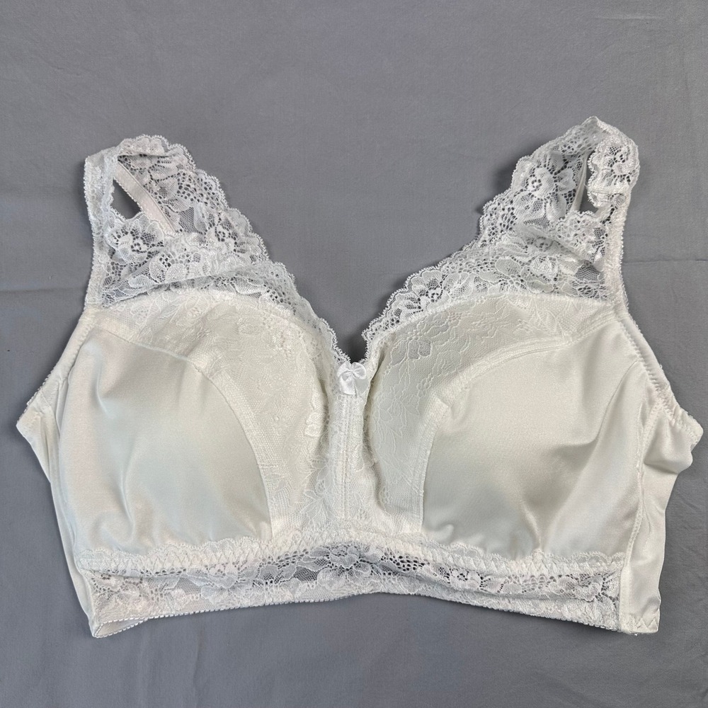 Rhonda Shear Lace Bra 3X White Comfort Support Wireless Stretch Everyday HSN